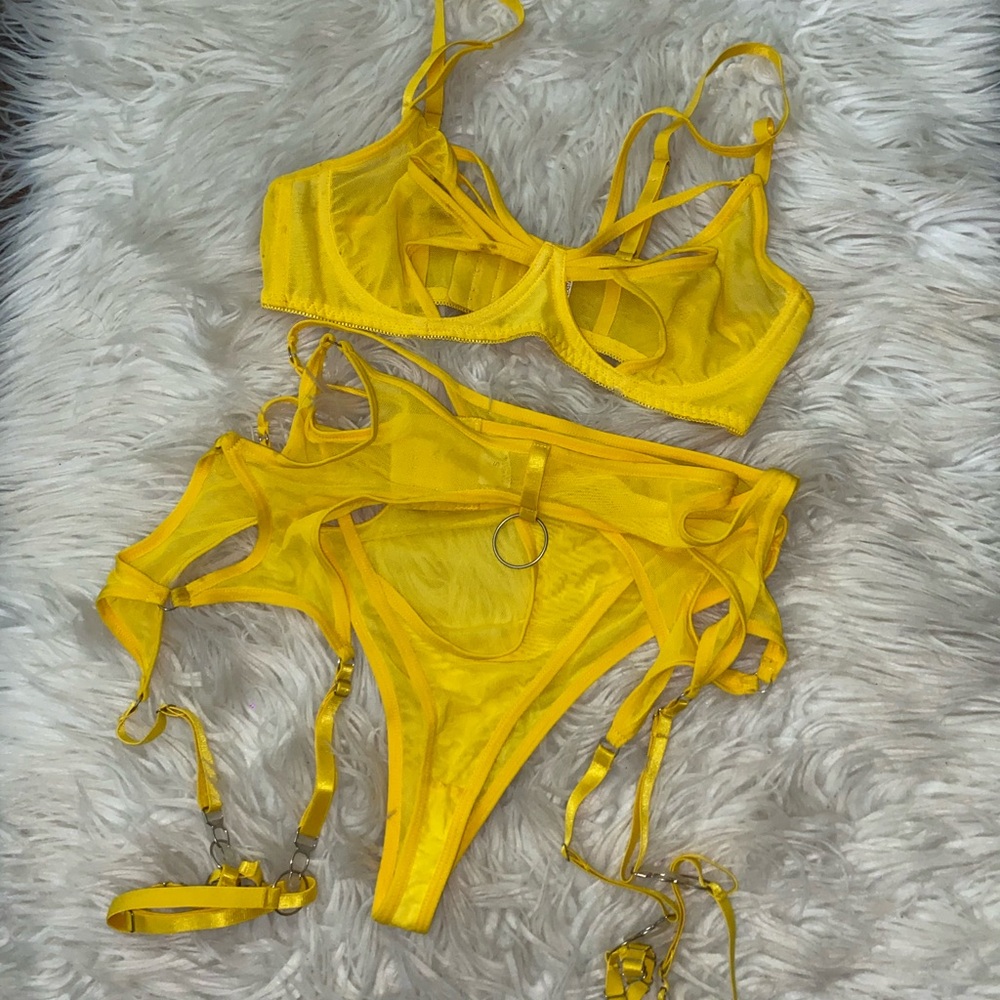 Vibrant Yellow Sheer Bra Set